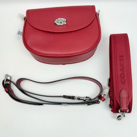 Coach Willow Ruby Saddle Bag with Interchangeable Leather and Web Strap